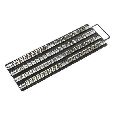 BLACK 1/4" 3/8" & 1/2" Square Drive Bit Holder Tray - Retaining Rail Bar Storage