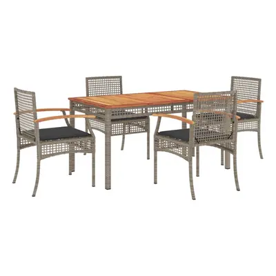 vidaXL Garden Dining Set Piece with Cushions Outdoor Chair Grey Poly Rattan