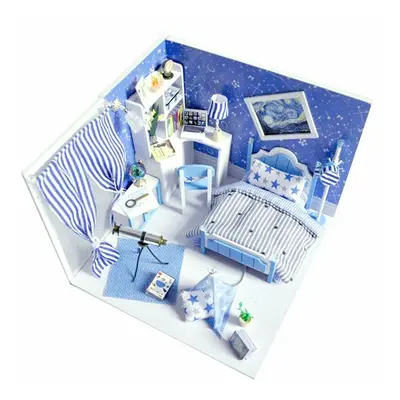 Wooden DIY Handmade Assembly Doll House with LED Lighs Dust Cover for Kids Gift Collection Home 