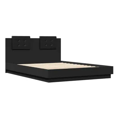 vidaXL Bed Frame with Headboard Home Bed Base Black 120x200 cm Engineered Wood