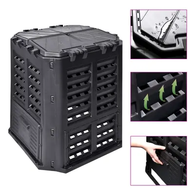 (360 L) vidaXL Garden Composter Plastic Outdoor Waste Compost Bin Box Multi Capacities