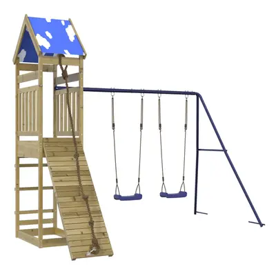 (solid impregnated wood) vidaXL Outdoor Playset Garden Playhouse Playground Equipment Solid Wood