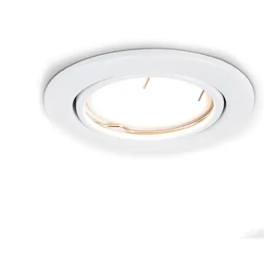 Pack of - Fire Rated Gloss White Tiltable GU10 Recessed Ceiling Downlights - Complete with 5w LE