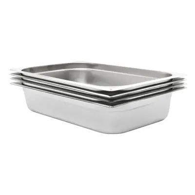 vidaXL 4x Gastronorm Container GN 1/1 100mm Stainless Steel Stackable Tray Pan