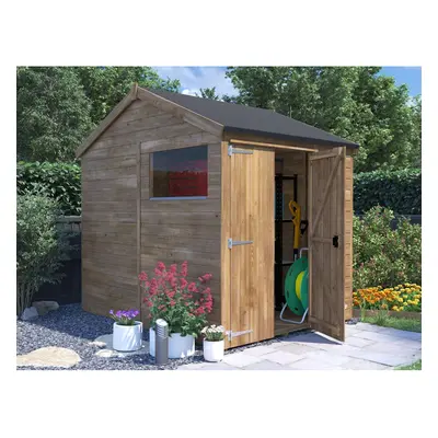 Dunster House Wooden Garden Shed 1.8m x 2.4m Outdoor Storage Building Overlord with Apex Roof an