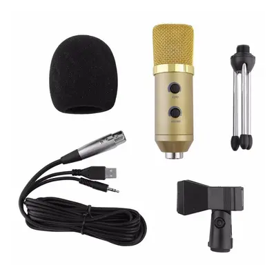 (Pink) Wired microphone USB Condenser Sound Recording Mic with Reverb Broadcast Live Microphone 