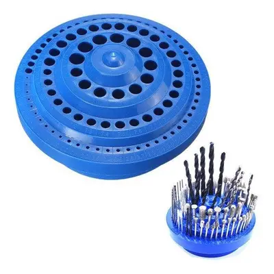 100 Holes Drill Bit Storage Case Multifunctional Plastic Round Shape Drill Bit Display Box Blue