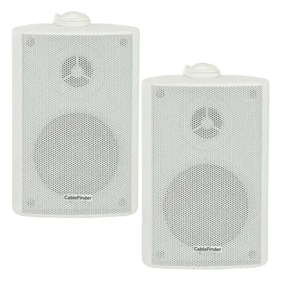 (PAIR) 2x 5.25" 90W White Outdoor Rated Speakers Wall Mounted HiFi 8Ohm & 100V