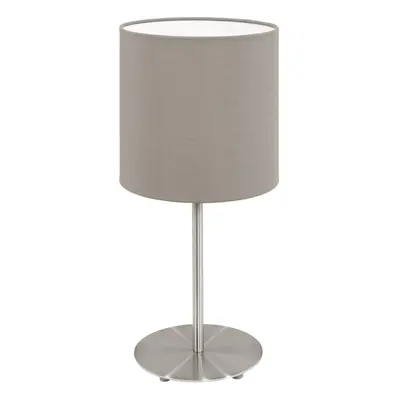 Table Desk Lamp Colour Satin Nickel Steel Shade Taupe Fabric Bulb E14 1x40W