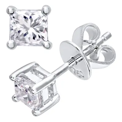 Jewelco London 18ct White Gold Princess 1/2ct Diamond Solitaire Stud Earrings - PE0AXL4421W18JPK