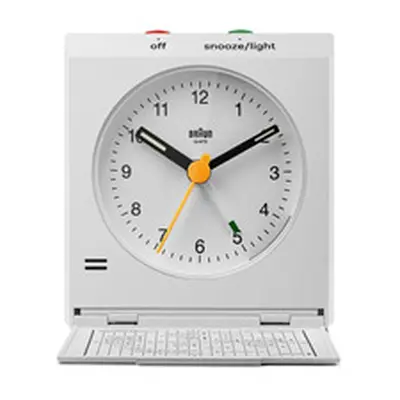 Braun Vitange Travel Analogue Alarm Clock With Snooze & Light - White