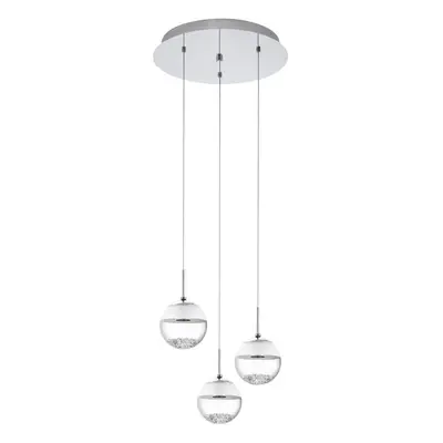 Pendant Ceiling Light Colour Chrome Shade Clear Glass Crystal Bulb LED 3x5W