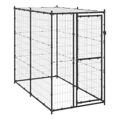 vidaXL Outdoor Dog Kennel Steel with Roof Garden Patio Dog Supplies House Cage