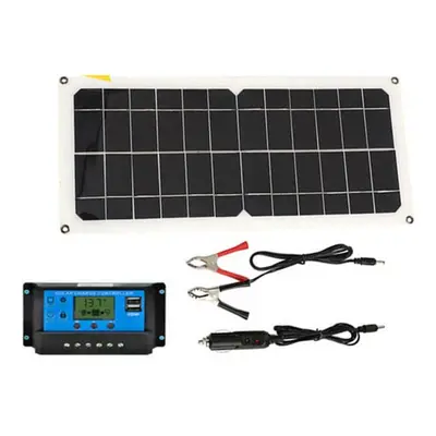 Monocrystaline Solar Panel USB Charger Kit with 10A Controller & Cables