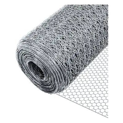 VOUNOT Chicken Wire Mesh, Metal Animal Fence, 13mm Holes, 1m x 50m, Galvanized Silver