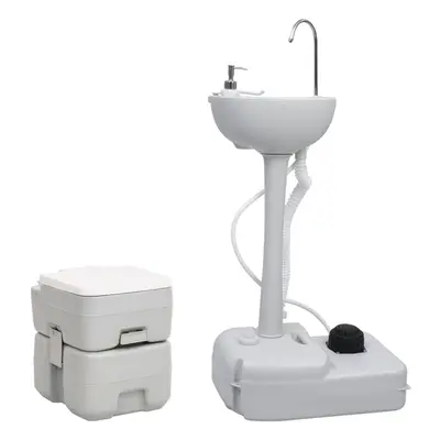 (41.5 x 36.5 x cm + 50.5 x x cm) vidaXL Portable Camping Toilet and Handwash Stand Set Mobile To