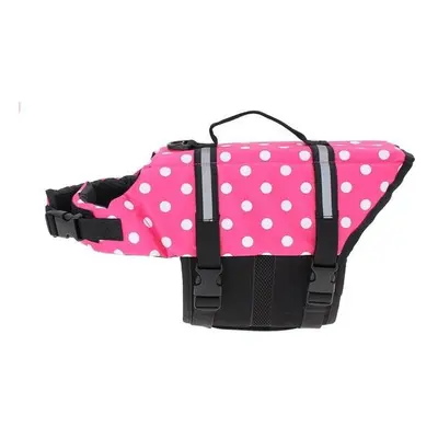 (Pink dot) GreenZech Pet Aquatic Reflective Preserver Float Vest Dog Cat Saver Life Jacket