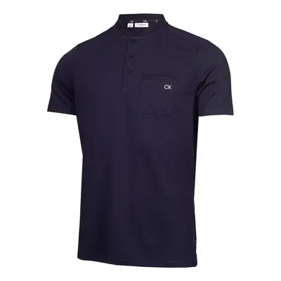 (L, Evening Blue) Calvin Klein Mens Middlebrook Easy Care Moisture Wicking Golf Polo Shirt