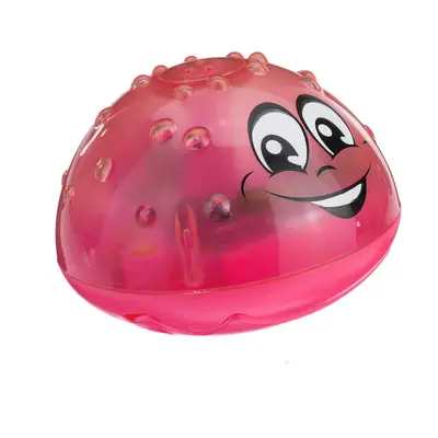 (Red ball without base) Infant Children's Electric Induction Water Spray Toy Bath Light Music Ro