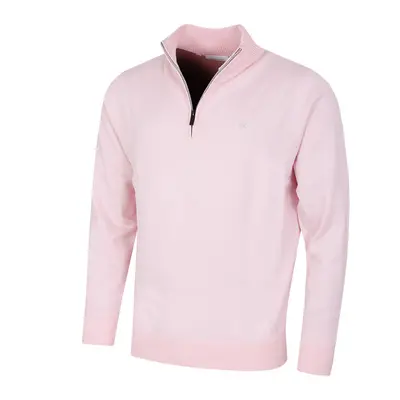 (XXL, Baby Pink) Calvin Klein Mens Campus 1/2 Zip Soft Feel Easy Care Sweater