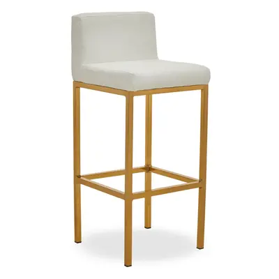 Premier Housewares Baina White Pu And Gold Finish Bar Chair