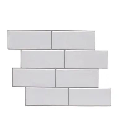 (White 2) 12inch DIY Tile Stickers 3D Brick Wall Self-adhesive Sticker Bathroom Kitchen