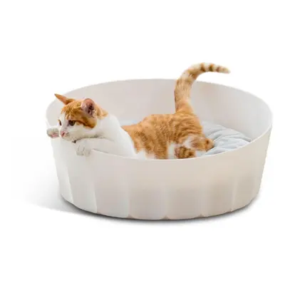 White Round Pet Cat Nestt Sleeping House Bed Washable Soft Material