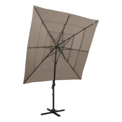 vidaXL 4-Tier Parasol with Aluminium Pole Taupe Outdoor Umbrella Sun Shelter