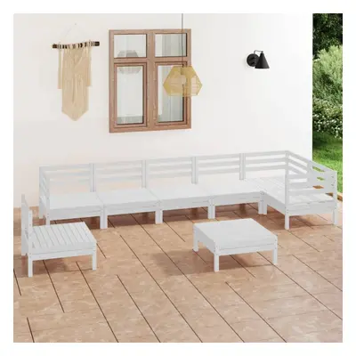 vidaXL Garden Lounge Set Outdoor Sofa Set Couch Piece Solid Pinewood White