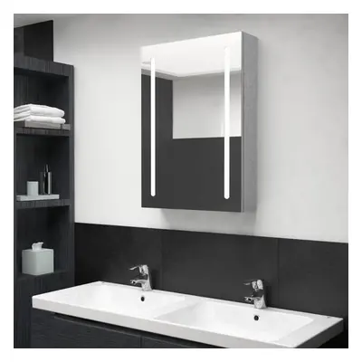 vidaXL LED Bathroom Mirror Concrete Grey Medicine Cabinet Furniture Vanity