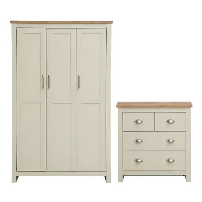 Lisbon Piece Bedroom Furniture Set Door Wardrobe 2+2 Drawer Chest Cream