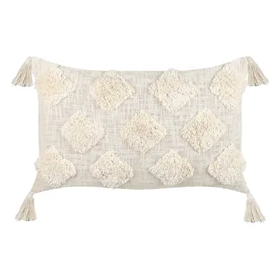 Throw Cushion PAPAVER Cotton x cm Geometric Tufted Light Beige