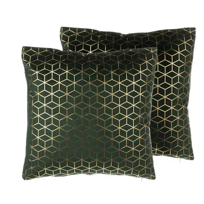 Set of Velvet Cushions Geometric Pattern x cm Green CELOSIA