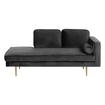 Right Hand Velvet Chaise Lounge Black MIRAMAS