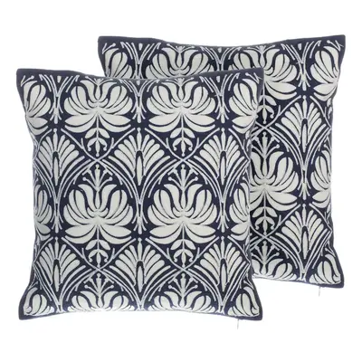 Set of Cushions NEMESIA Cotton x cm Ikat Dark Blue