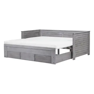 Bed with Storage Drawers Wood CAHORS x cm (EU Single) Grey