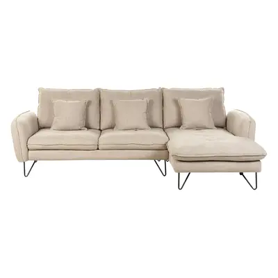 Corner Sofa SERSAN Fabric White Left Hand