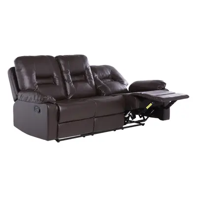 3 Seater Faux Leather Manual Recliner Sofa Brown BERGEN