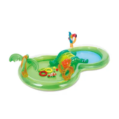 Summer Waves Jungle Play Center Inflatable Splash Pool W/ Sprayer and Toss Rings