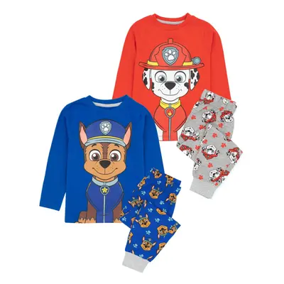 (3-4 Years, Blue/Red/Grey) Paw Patrol Childrens/Kids Chase & Marshall Long Pyjama Set (Pack of 2