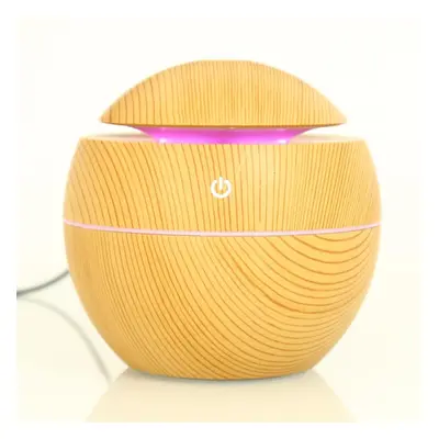 (Light wood grain) USB LED Colorful Light Ultrasonic Air Humidifier Wood Grain Aroma Essential O