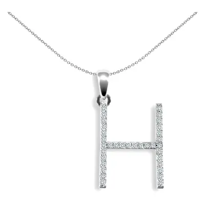 Jewelco London Ladies Solid 9ct White Gold Pave Set Round G SI 0.17ct Diamond Elegant Block Init