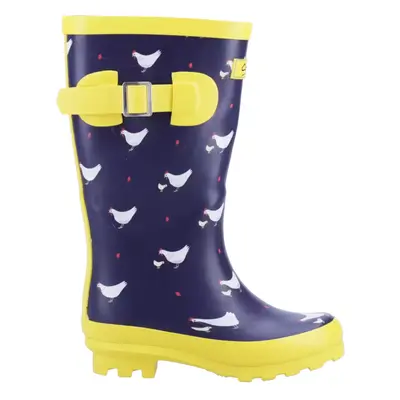 (1 UK, Navy/Yellow) Cotswold Childrens/Kids Farmyard Chicken Wellington Boots