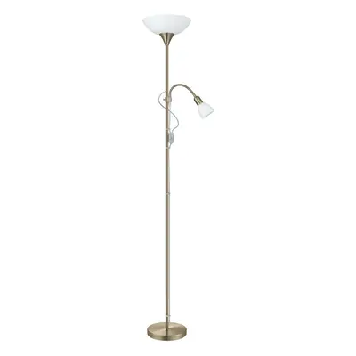 Floor Lamp Light Bronzed Shade White Plastic Glass Bulb E27 E14 1x60W 1x25W