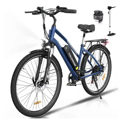 (Blue) COLORWAY Electric Bike for Adults, 28" Commute E bike with 36V 15Ah Removable Battery, LC