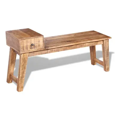 vidaXL Entryway Wooden Bench Home Garden Seat with a Drawer Solid Mango Wood