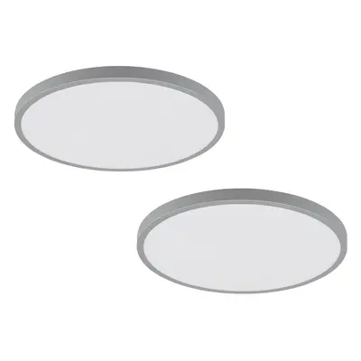 2 PACK Wall / Ceiling Light Silver 400mm Round Surface Mounted 25W LED 4000K