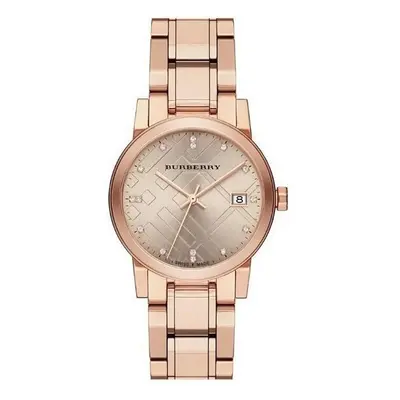 BURBERRY WOMENS THE CITY WATCH BU9126 ROSE GOLD METAL STRAP- UK SELLER