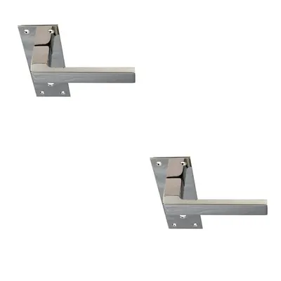 2x PAIR Straight Square Lever on Slim Lock Backplate x 50mm Polished Nickel