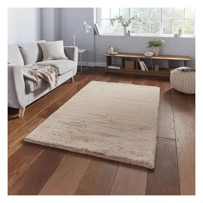 (80x150cm) Teddy Shaggy Rugs in Mink Soft Plain Polyester Mats